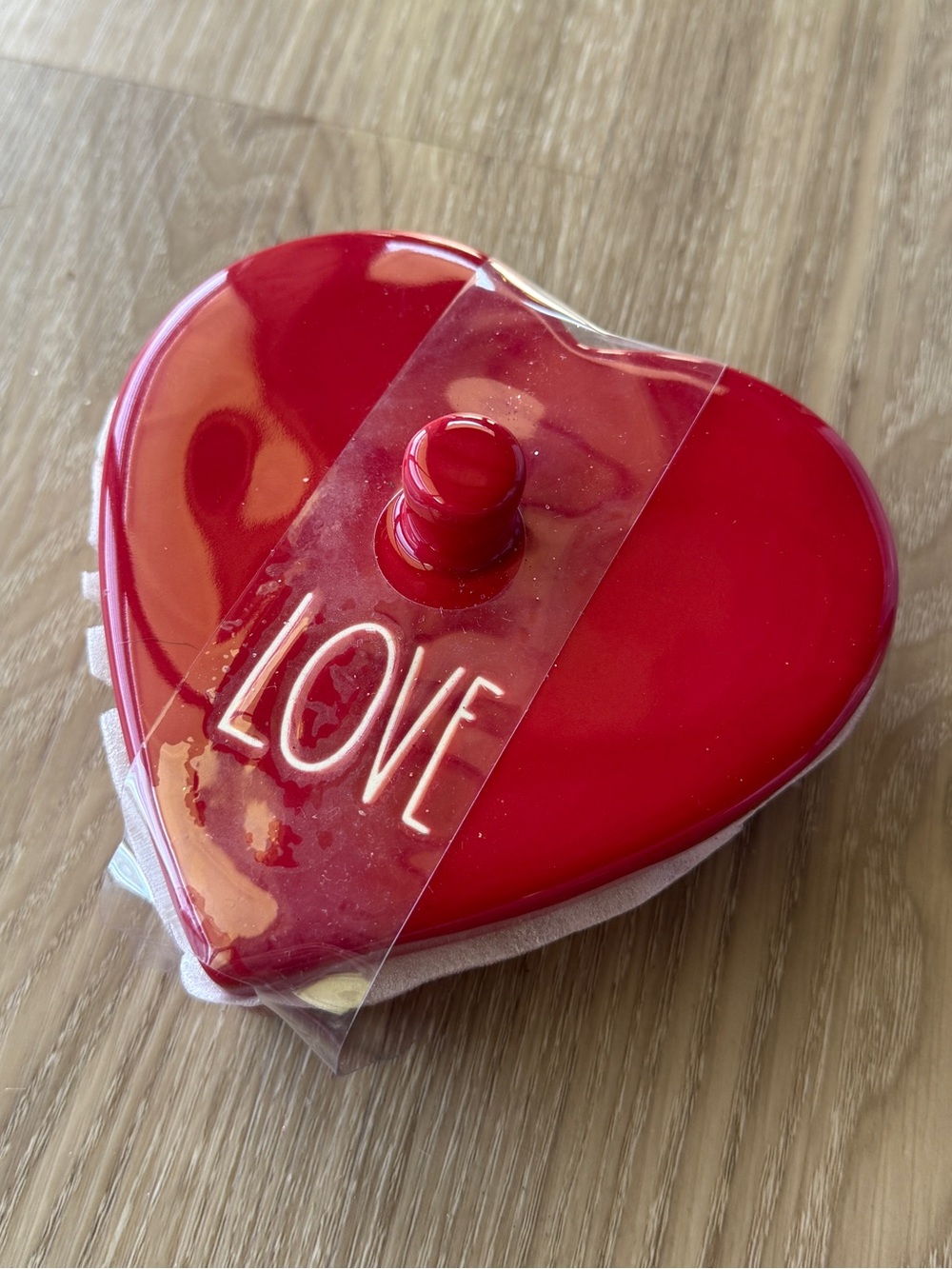 Rae Dunn LOVE Red Heart Trinket Dish with Lid